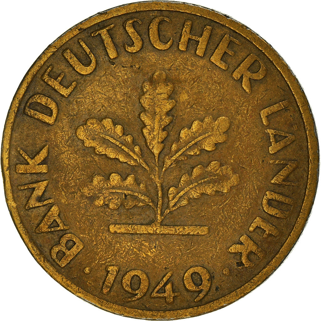 Moeda, ALEMANHA - REPÚBLICA FEDERAL, 10 Pfennig, 1949, Munich, VF(20-25), Aço