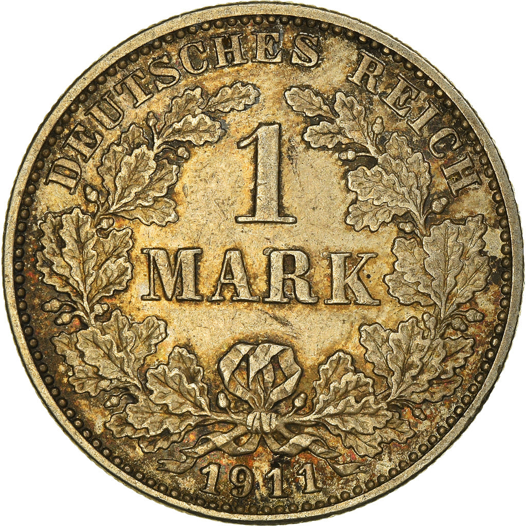 Coin, GERMANY - EMPIRE, Mark, 1911, Karlsruhe, EF(40-45), Silver, KM:14