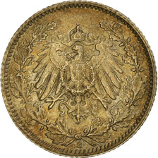 Coin, GERMANY - EMPIRE, 1/2 Mark, 1916, Muldenhütten, EF(40-45), Silver, KM:17