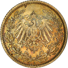 Moneta, NIEMCY - IMPERIUM, 1/2 Mark, 1916, Berlin, Iridescent toning, AU(55-58)
