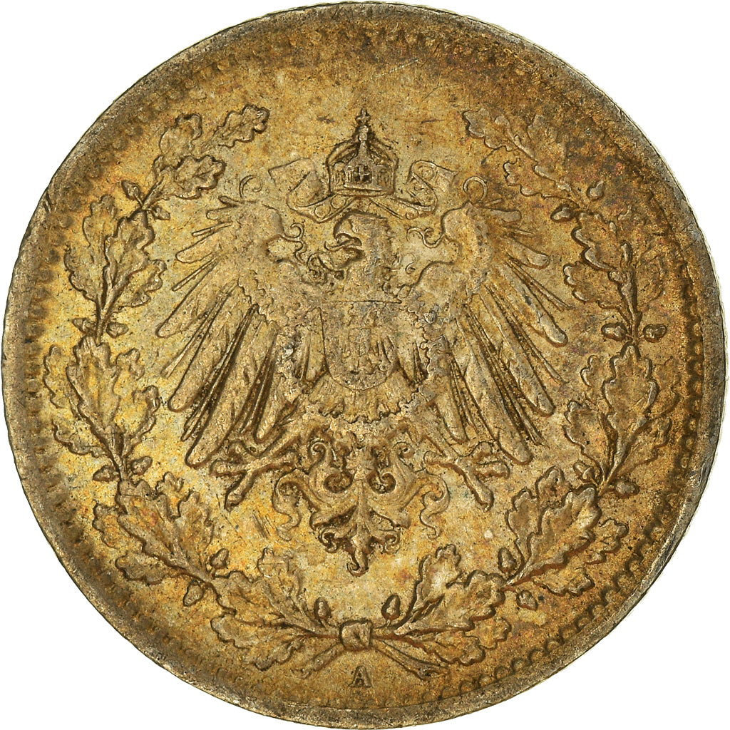Munten, DUITSLAND - KEIZERRIJK, 1/2 Mark, 1916, Berlin, FR+, Zilver, KM:17