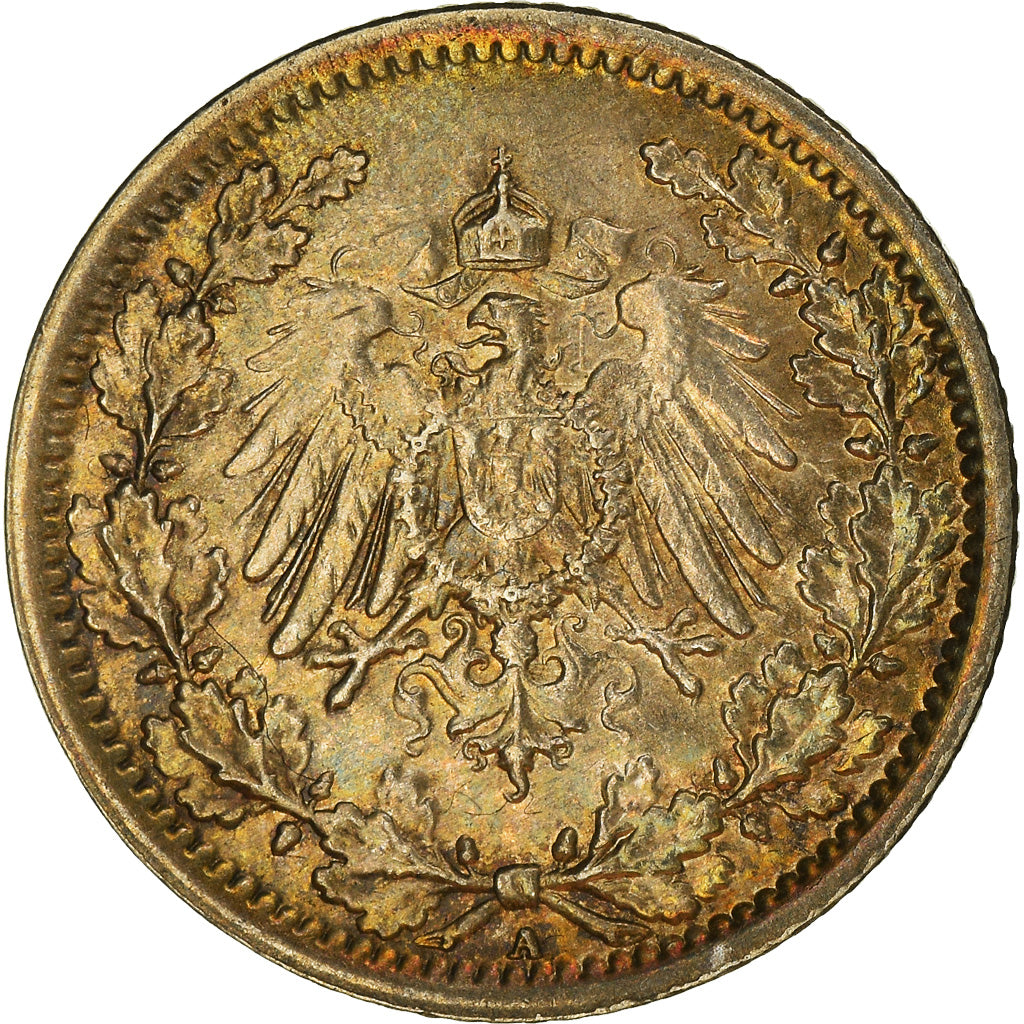 Coin, GERMANY - EMPIRE, 1/2 Mark, 1918, Berlin, AU(50-53), Silver, KM:17