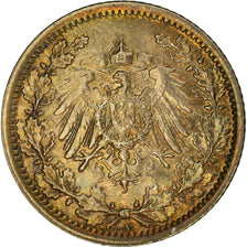 Coin, GERMANY - EMPIRE, 1/2 Mark, 1918, Berlin, AU(50-53), Silver, KM:17