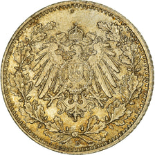 Coin, GERMANY - EMPIRE, 1/2 Mark, 1918, Munich, AU(50-53), Silver, KM:17