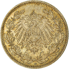 Coin, GERMANY - EMPIRE, 1/2 Mark, 1918, Munich, AU(55-58), Silver, KM:17