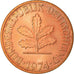 Moneta, Niemcy - RFN, 2 Pfennig, 1974, Stuttgart, AU(55-58), Miedź platerowana
