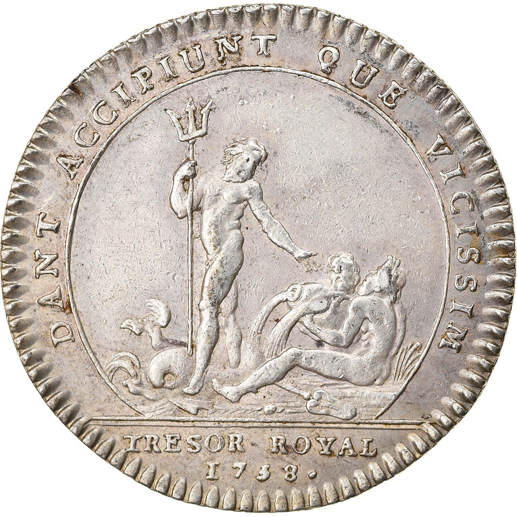 Frankreich, Token, Louis XV, Trésor Royal, History, 1758, Roettiers fils, VZ