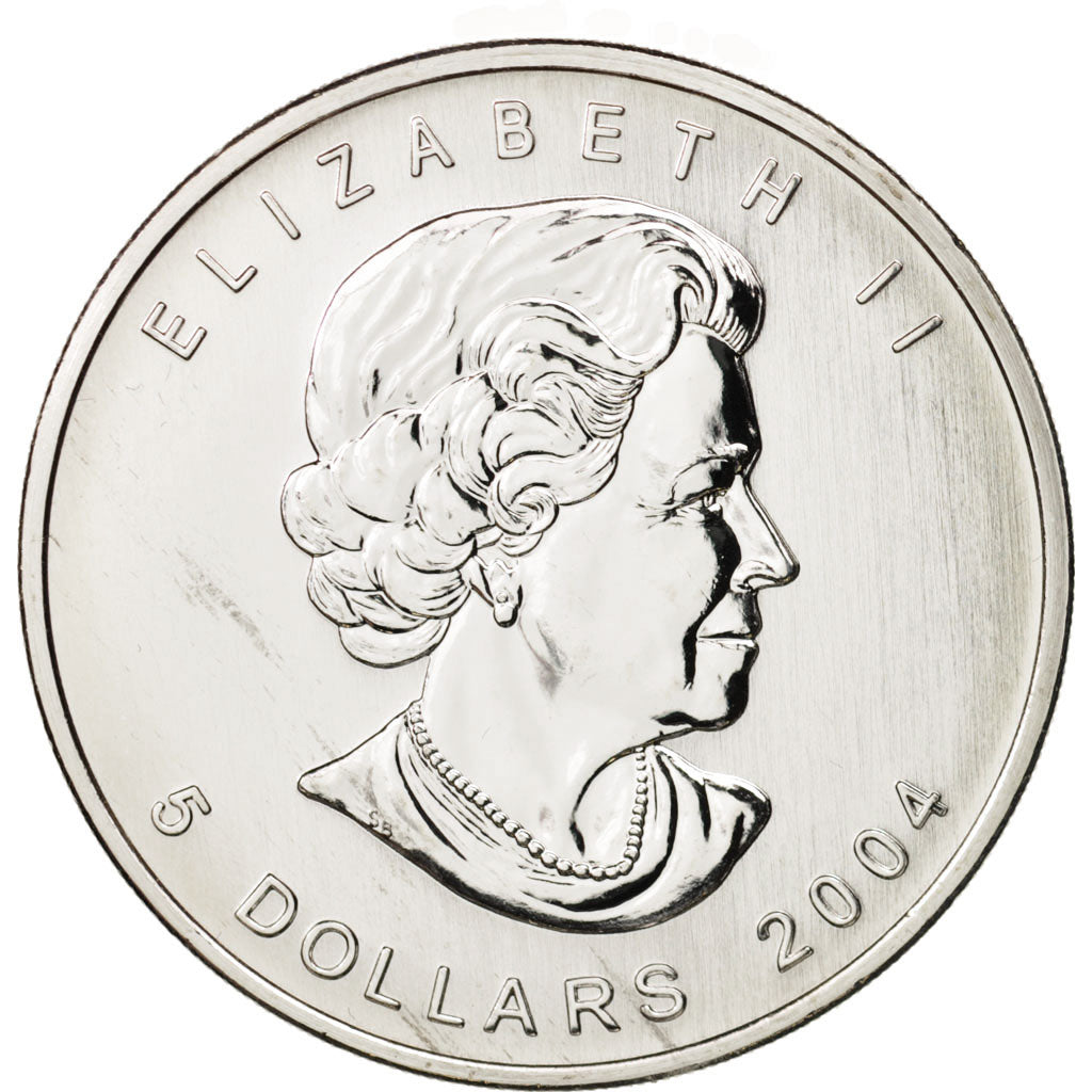 Canada, Elizabeth II, 5 Dollars, 2004, 1 Oz, MS(63), Silver, KM:522