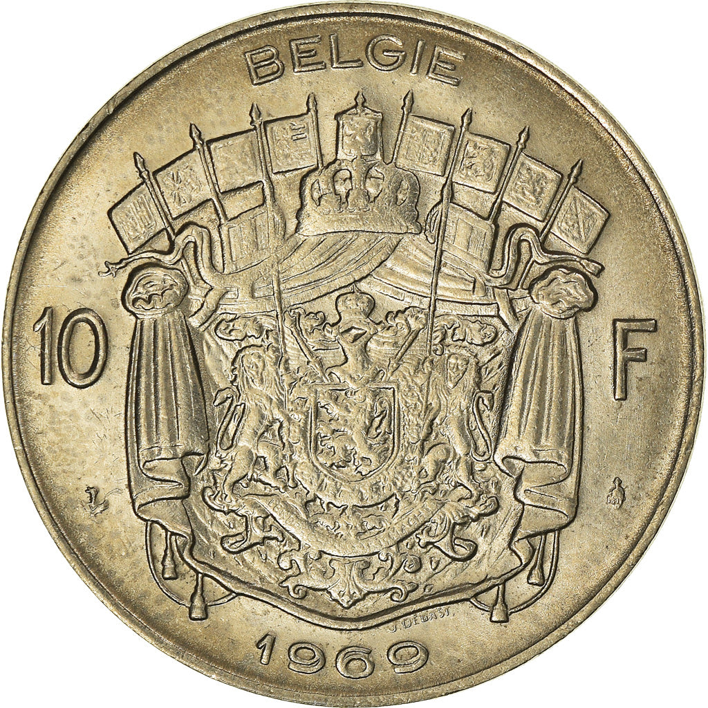 Munten, België, 10 Francs, 10 Frank, 1969, Brussels, ZF+, Nickel, KM:156.1