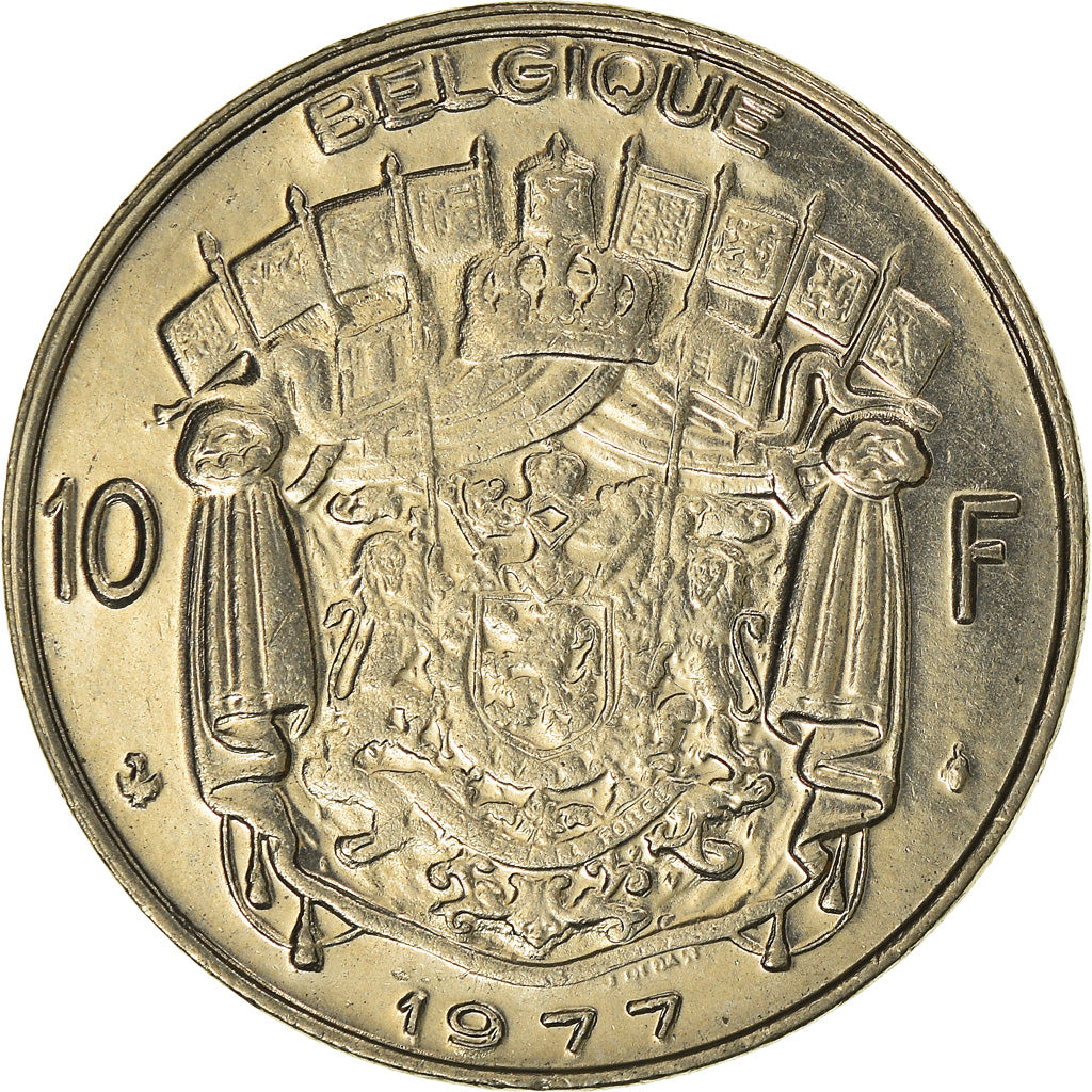 Münze, Belgien, 10 Francs, 10 Frank, 1977, Brussels, SS, Nickel, KM:155.1