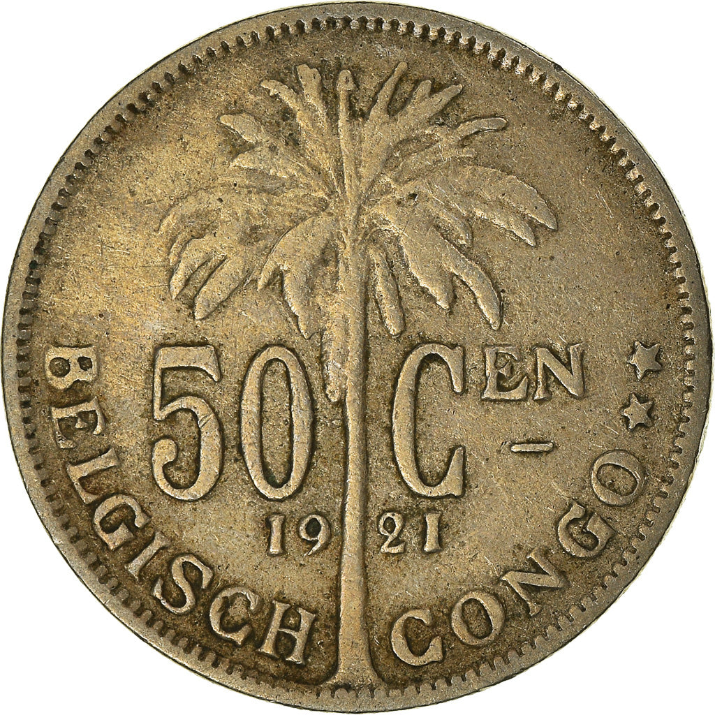 Coin, Belgian Congo, 50 Centimes, 1921, VF(30-35), Copper-nickel, KM:23