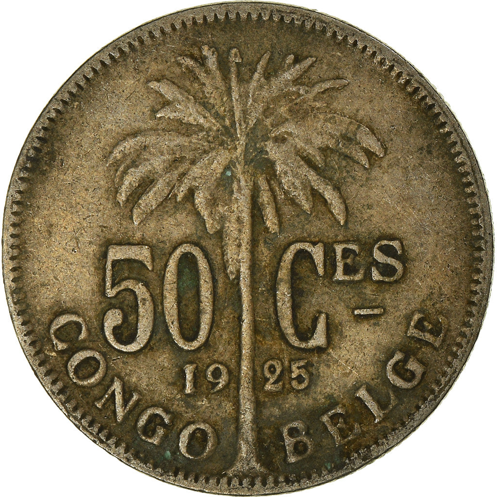 Coin, Belgian Congo, 50 Centimes, 1925, VF(20-25), Copper-nickel, KM:22