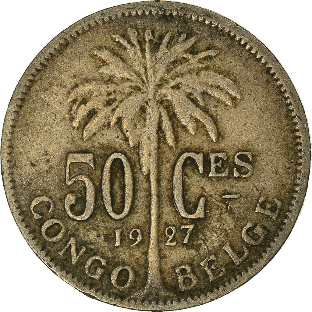 Coin, Belgian Congo, 50 Centimes, 1927, VF(20-25), Copper-nickel, KM:22