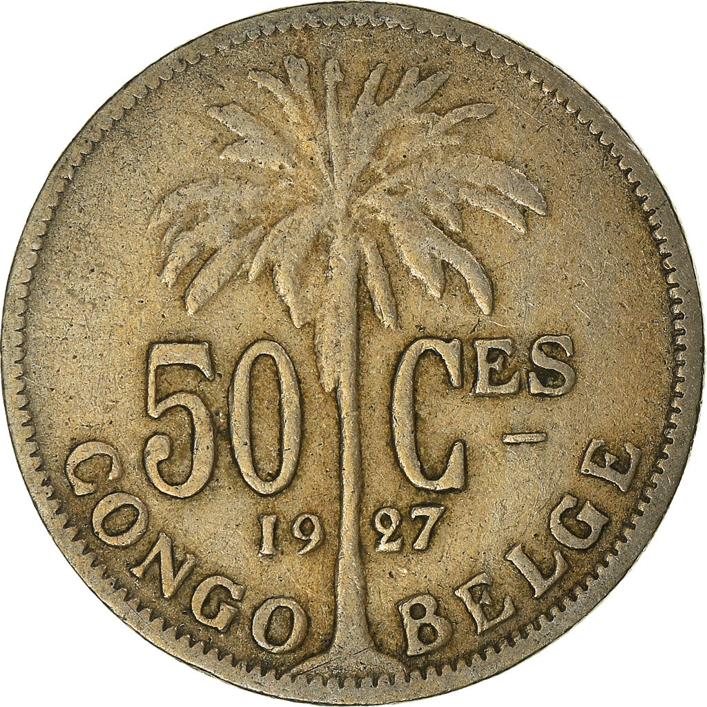 Coin, Belgian Congo, 50 Centimes, 1927, VF(30-35), Copper-nickel, KM:22