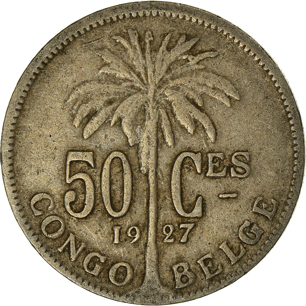 Coin, Belgian Congo, 50 Centimes, 1927, EF(40-45), Copper-nickel, KM:22