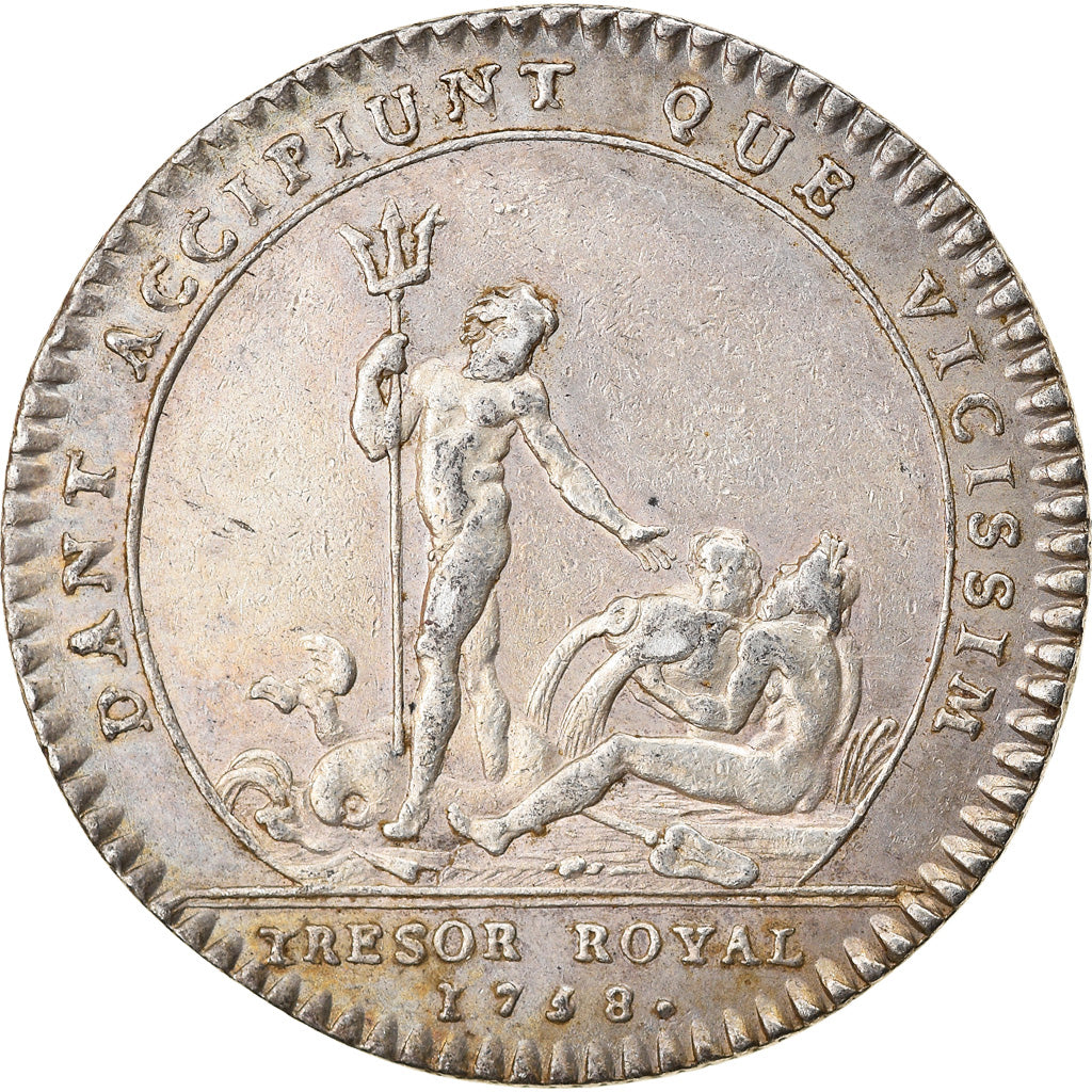 Frankrijk, Token, Louis XV, Trésor Royal, History, 1758, Roettiers fils, ZF+