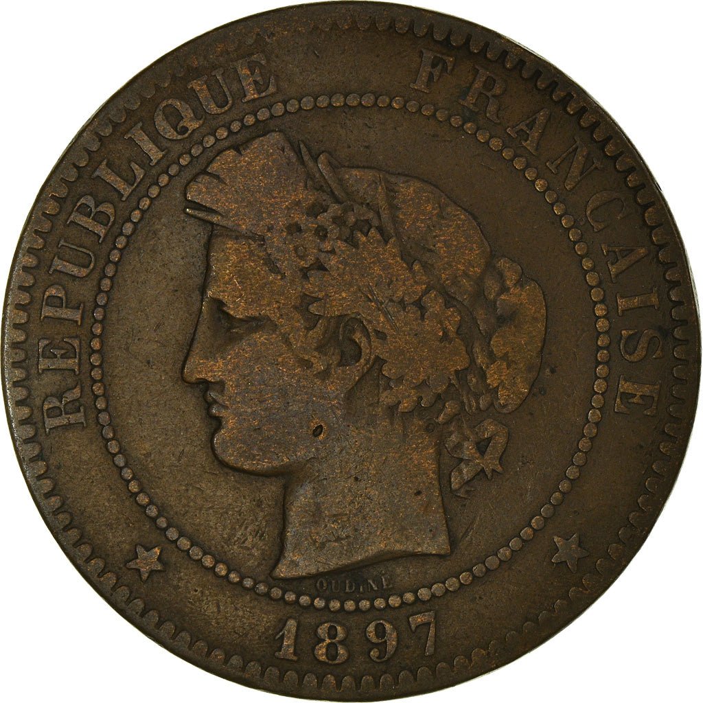 Monnaie, France, Cérès, 10 Centimes, 1897, Paris, TB+, Bronze, Gadoury:265a