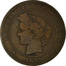 Monnaie, France, Cérès, 10 Centimes, 1897, Paris, TB+, Bronze, Gadoury:265a
