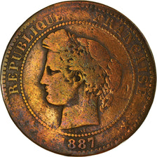 Coin, France, Cérès, 10 Centimes, 1887, Paris, VF(20-25), Bronze, KM:815.1