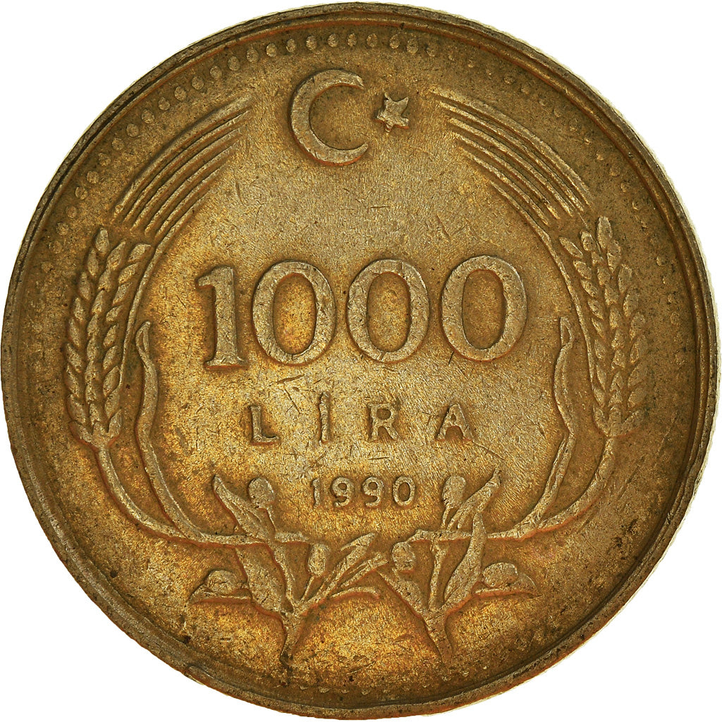Moneta, Turchia, 1000 Lira, 1990, MB+, Rame-nichel-zinco, KM:996