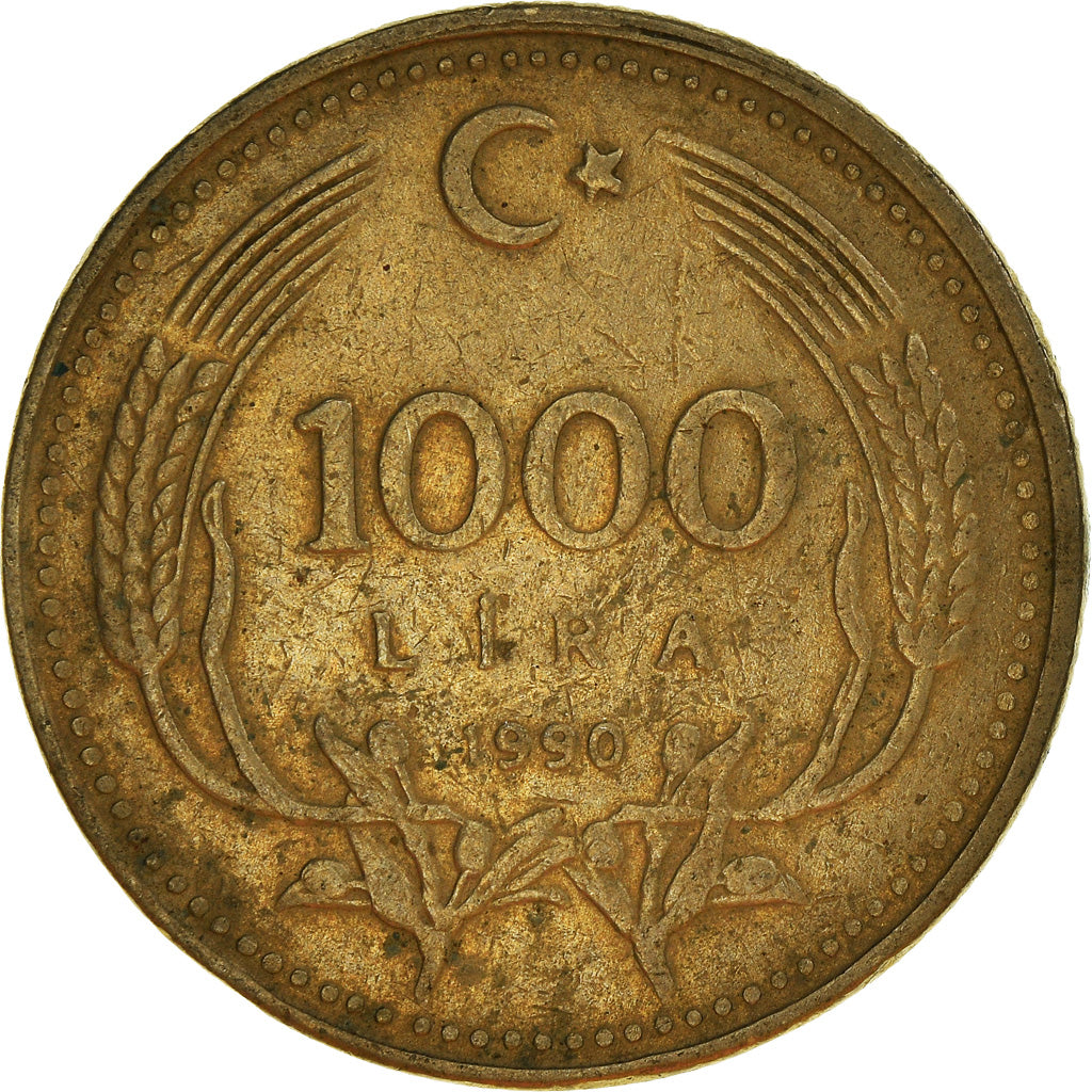 Moneta, Turchia, 1000 Lira, 1990, MB, Rame-nichel-zinco, KM:996