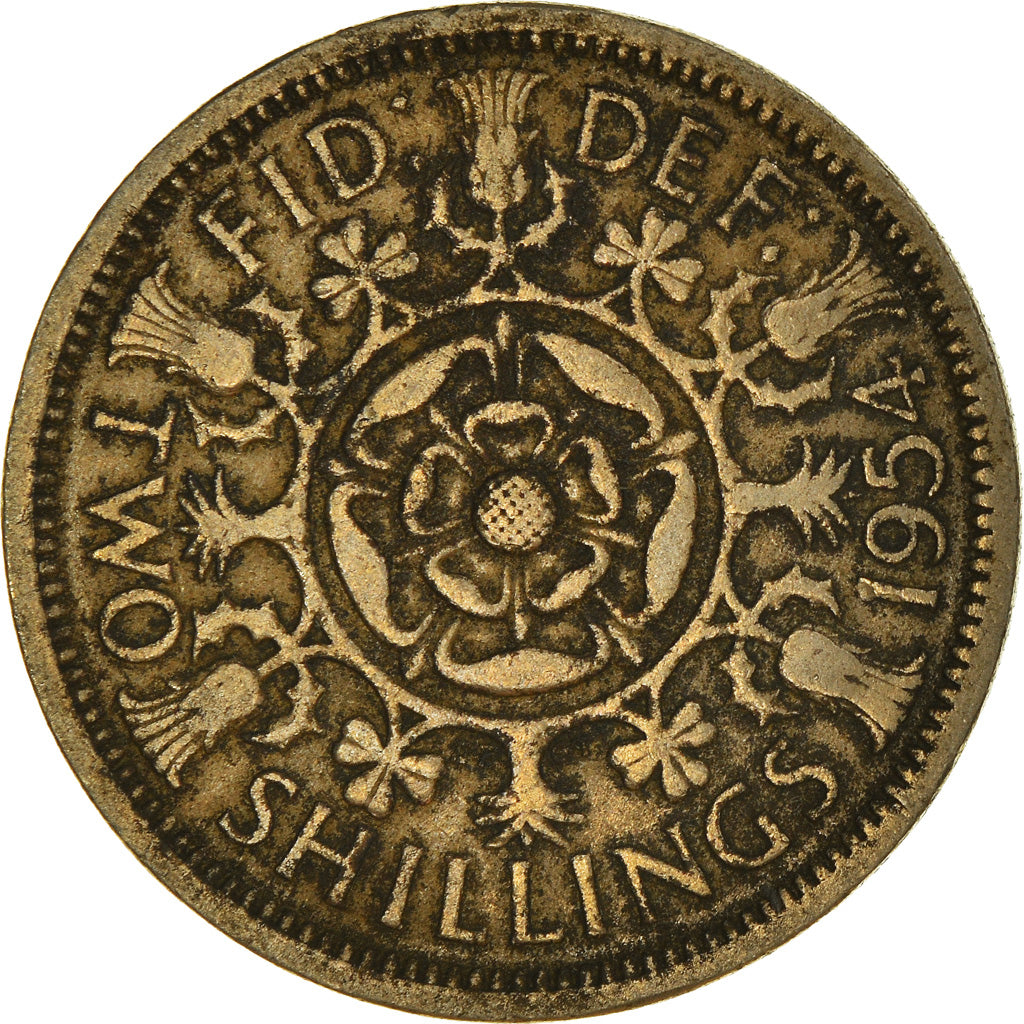 Coin, Great Britain, Elizabeth II, Florin, Two Shillings, 1954, VF(20-25)