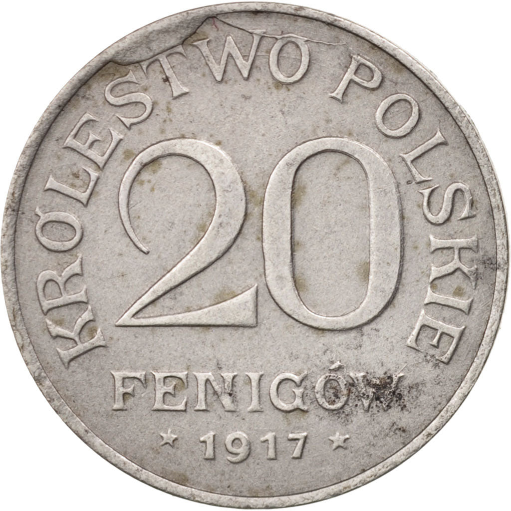 Polen, 20 Fenigow, 1917, Stuttgart, Germany, EF(40-45), Iron, KM:7