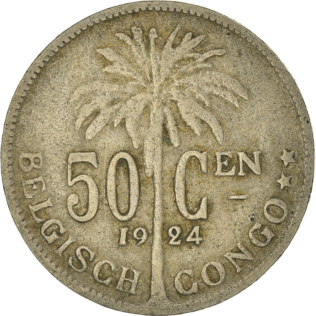 Coin, Belgian Congo, 50 Centimes, 1924, VF(30-35), Copper-nickel, KM:23
