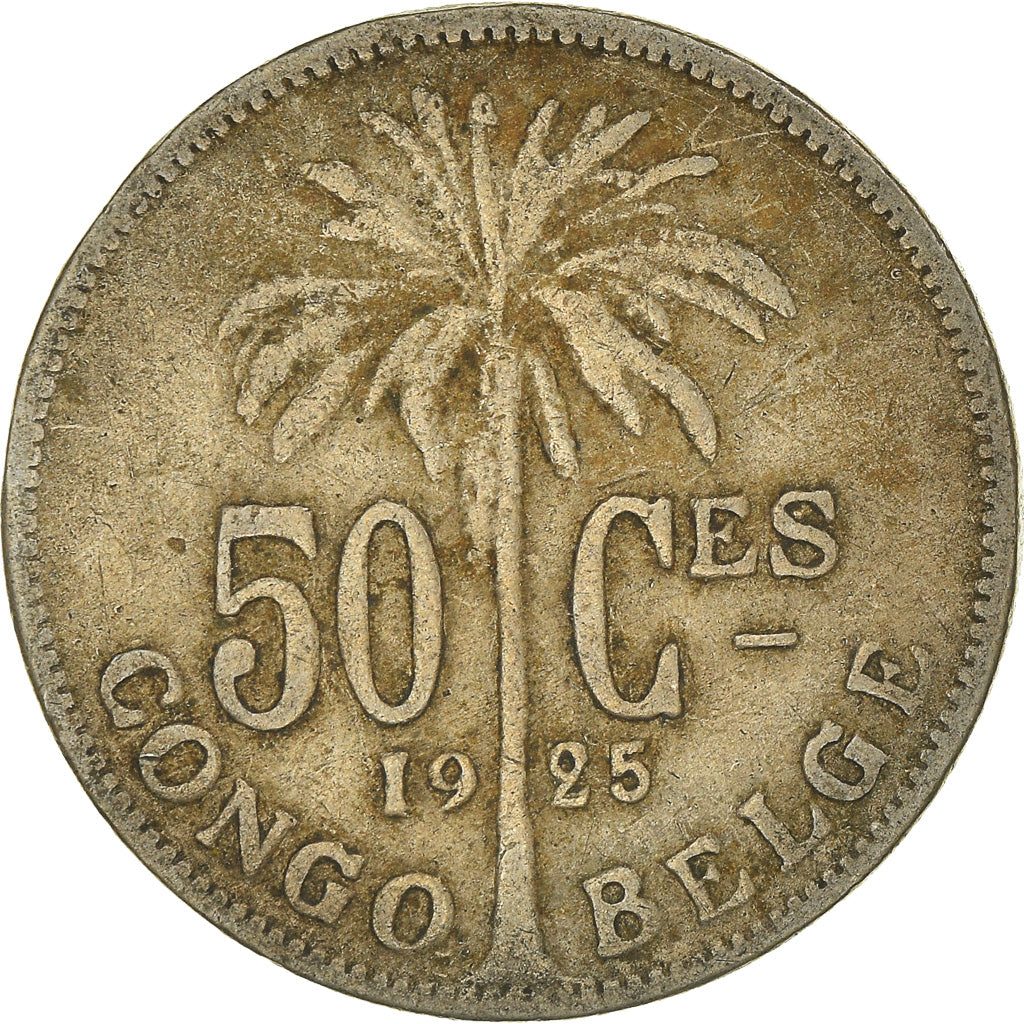 Coin, Belgian Congo, 50 Centimes, 1925, VF(20-25), Copper-nickel, KM:22