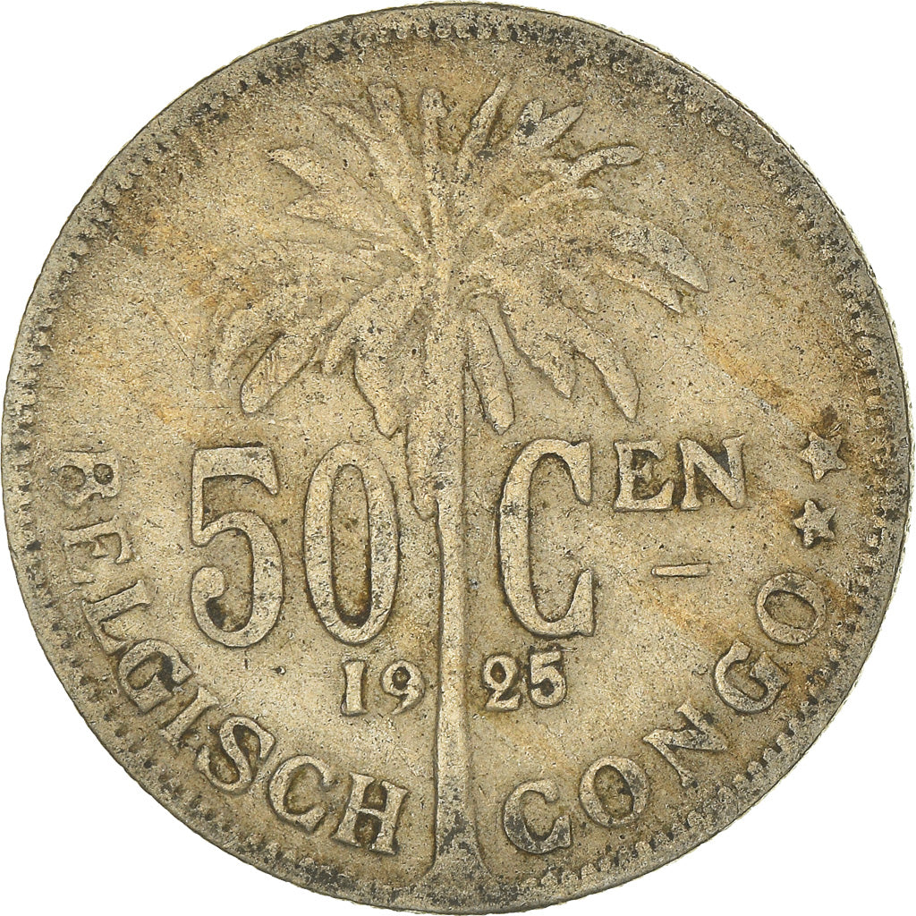 Coin, Belgian Congo, 50 Centimes, 1925, VF(20-25), Copper-nickel, KM:23