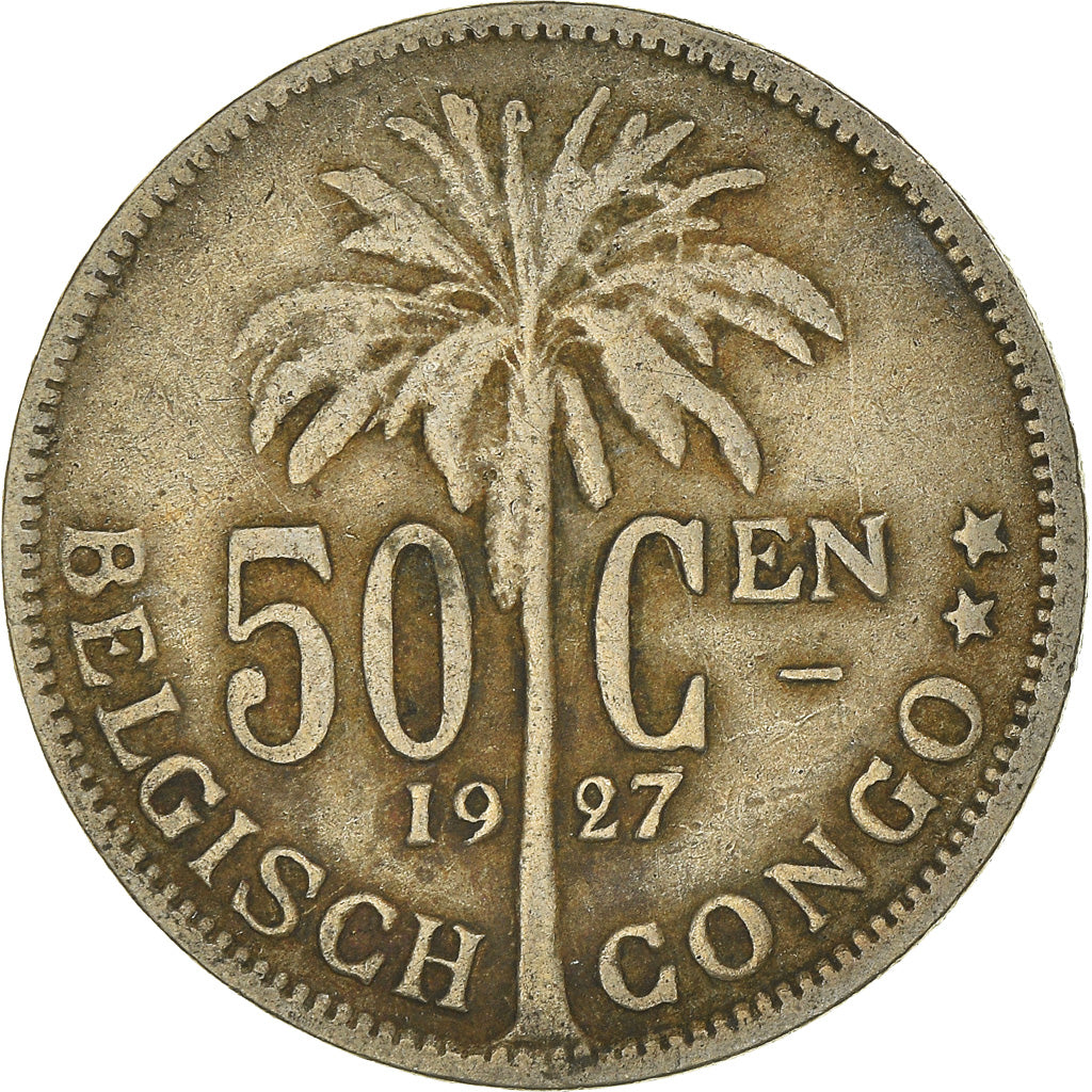 Coin, Belgian Congo, 50 Centimes, 1927, VF(30-35), Copper-nickel, KM:23