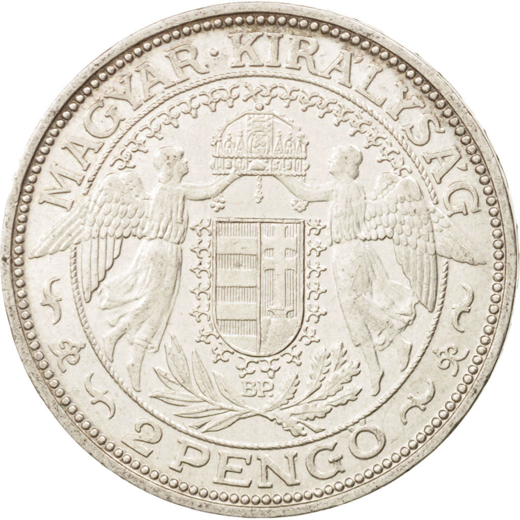 Hungary, 2 Pengö, 1938, Budapest, MS(60-62), Silver, KM:511