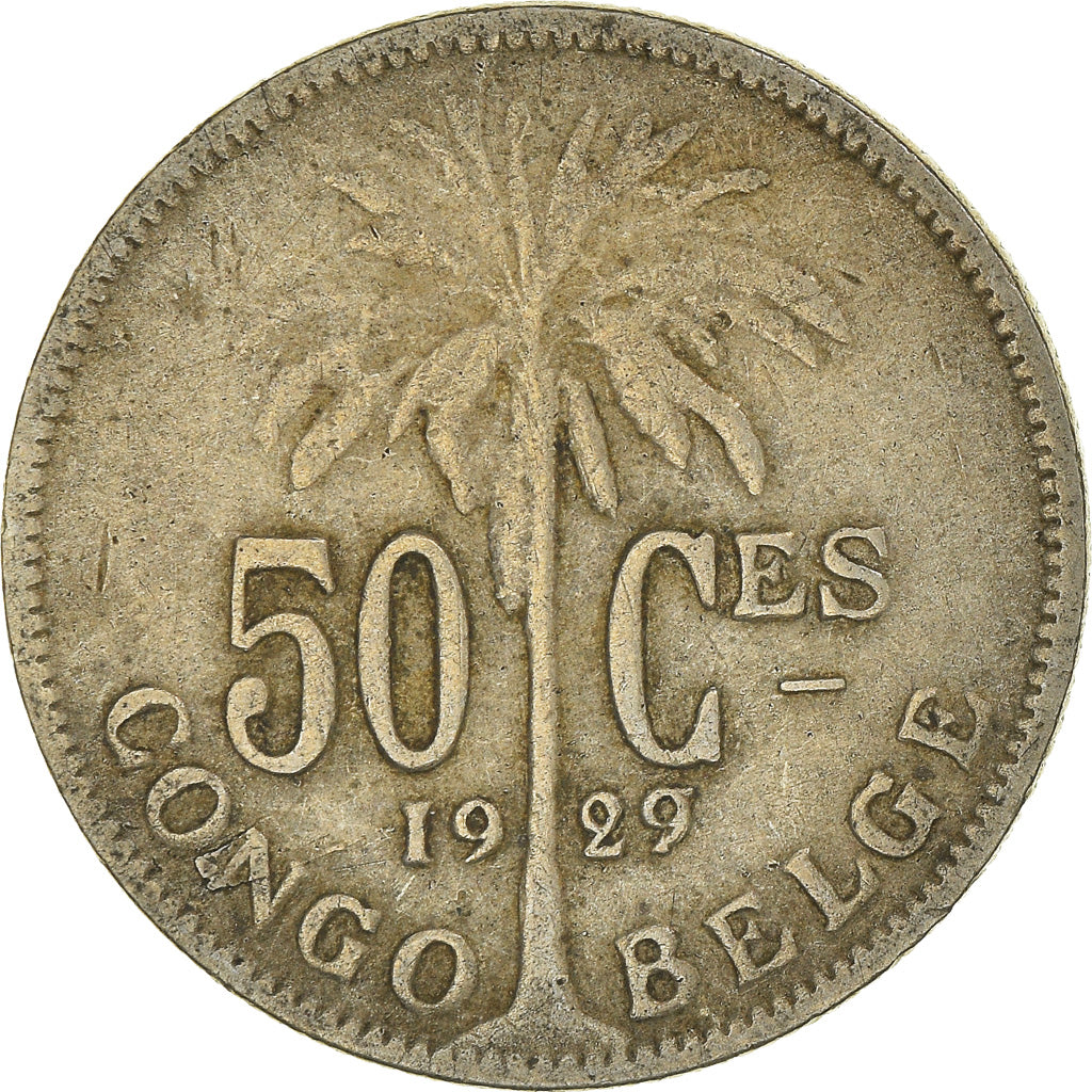 Coin, Belgian Congo, 50 Centimes, 1929, 9/7, VF(30-35), Copper-nickel, KM:22