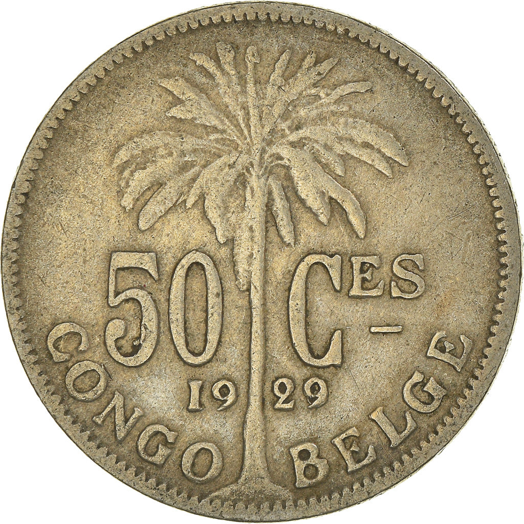 Coin, Belgian Congo, 50 Centimes, 1929, 9/8, EF(40-45), Copper-nickel, KM:22