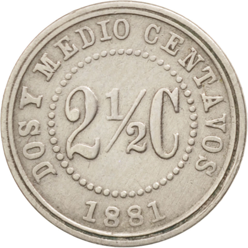 Colombie, 2-1/2 Centavos, 1881, Scoville Mfg. Co., Waterbury, CT, USA, TTB, C...