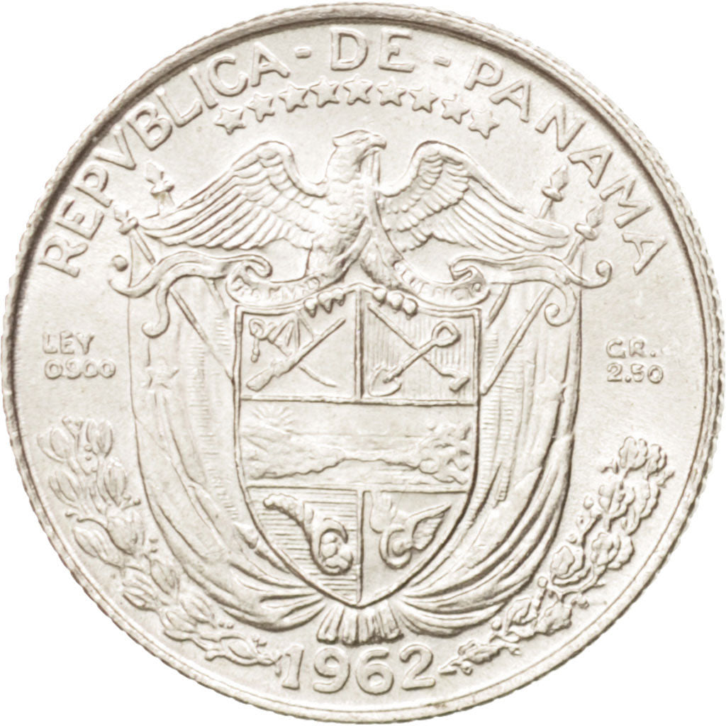 Münze, Panama, 1/10 Balboa, 1962, UNZ, Silber, KM:10.2