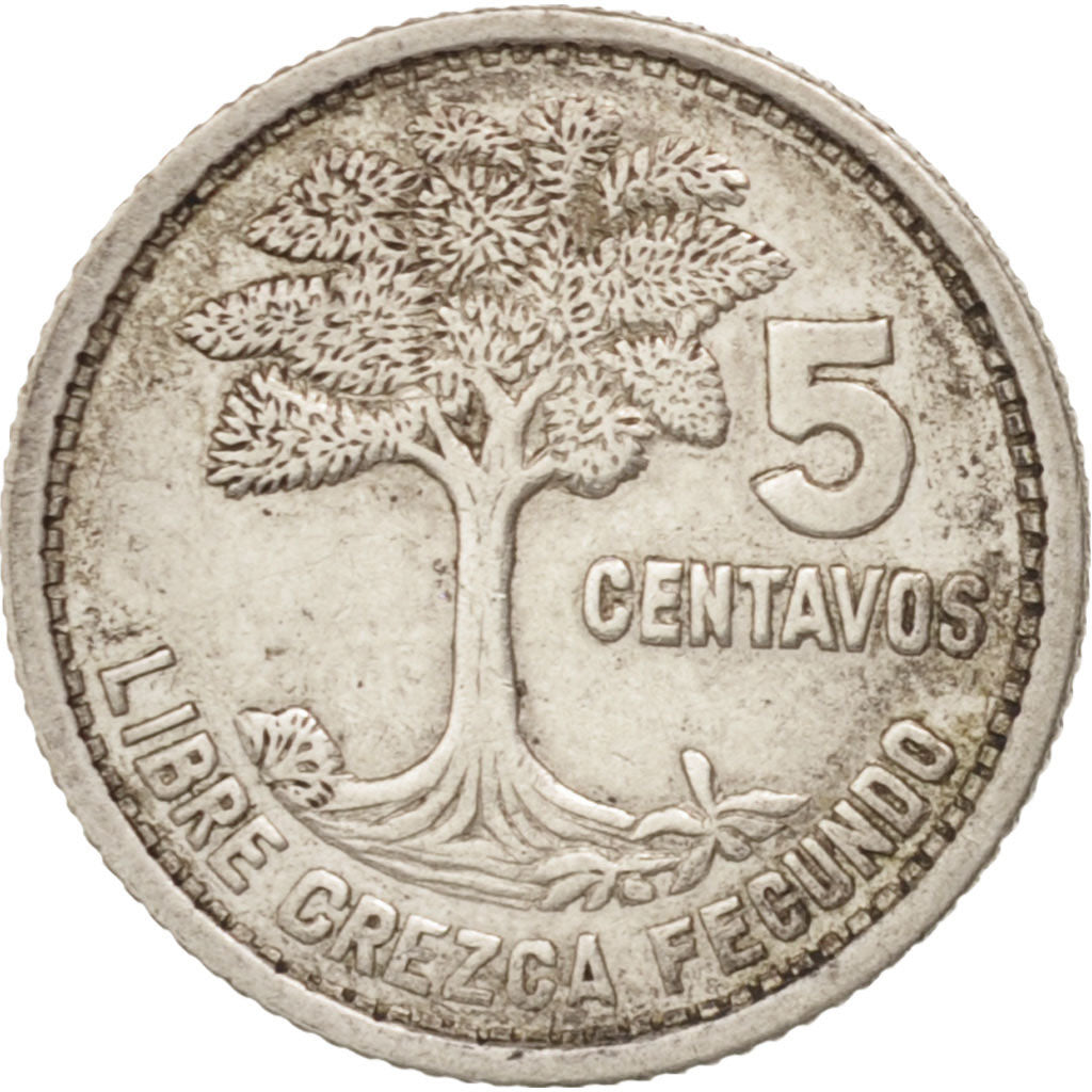Moneda, Guatemala, 5 Centavos, 1950, MBC, Plata, KM:257.1