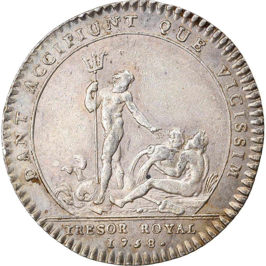 Frankrijk, Token, Louis XV, Trésor Royal, History, 1758, Roettiers fils, ZF+