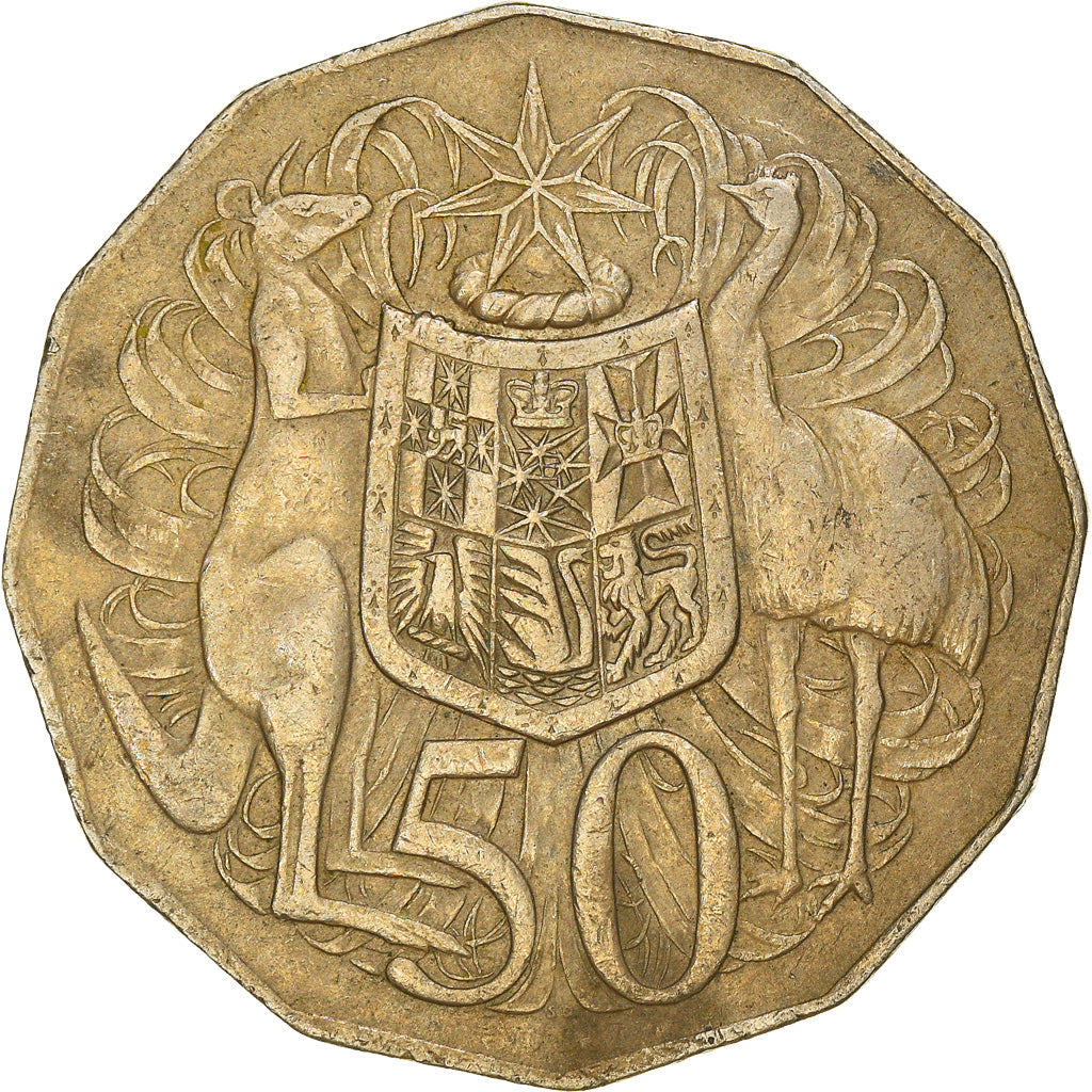 Moeda, Austrália, Elizabeth II, 50 Cents, 1975, EF(40-45), Cobre-níquel, KM:68