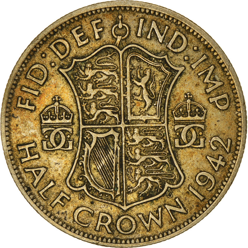 Coin, Great Britain, George VI, 1/2 Crown, 1942, VF(30-35), Silver, KM:856