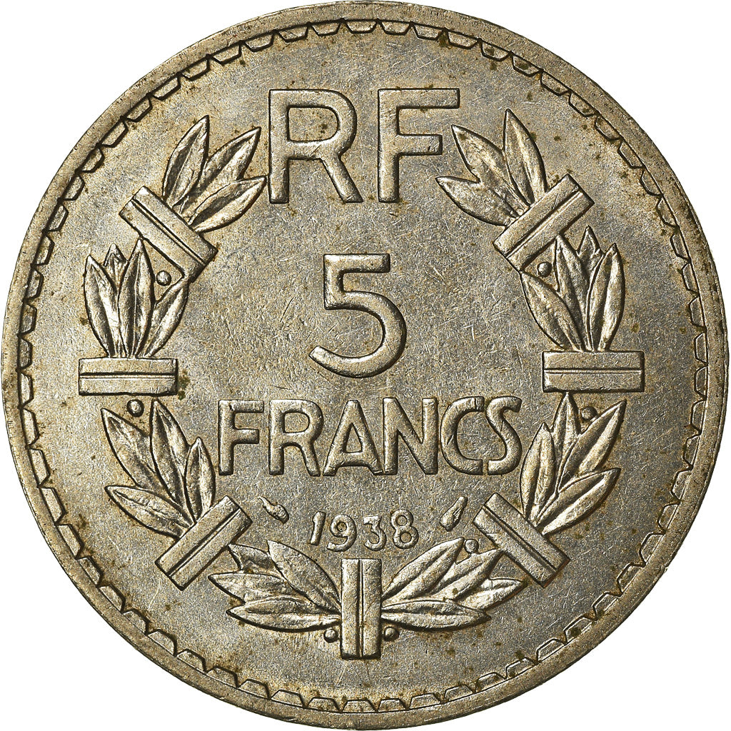 Moneta, Francja, Lavrillier, 5 Francs, 1938, Paris, EF(40-45), Nikiel, KM:888