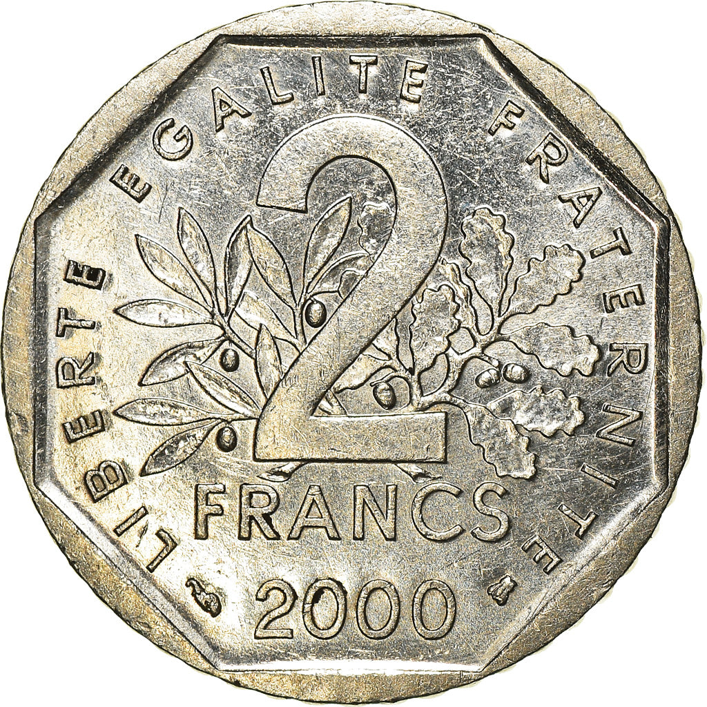 Moneta, Francia, Semeuse, 2 Francs, 2000, BB+, Nichel, KM:942.1, Gadoury:547