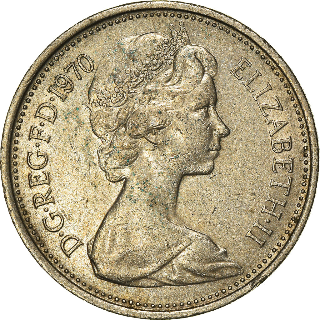 Coin, Great Britain, Elizabeth II, 5 New Pence, 1970, EF(40-45), Copper-nickel