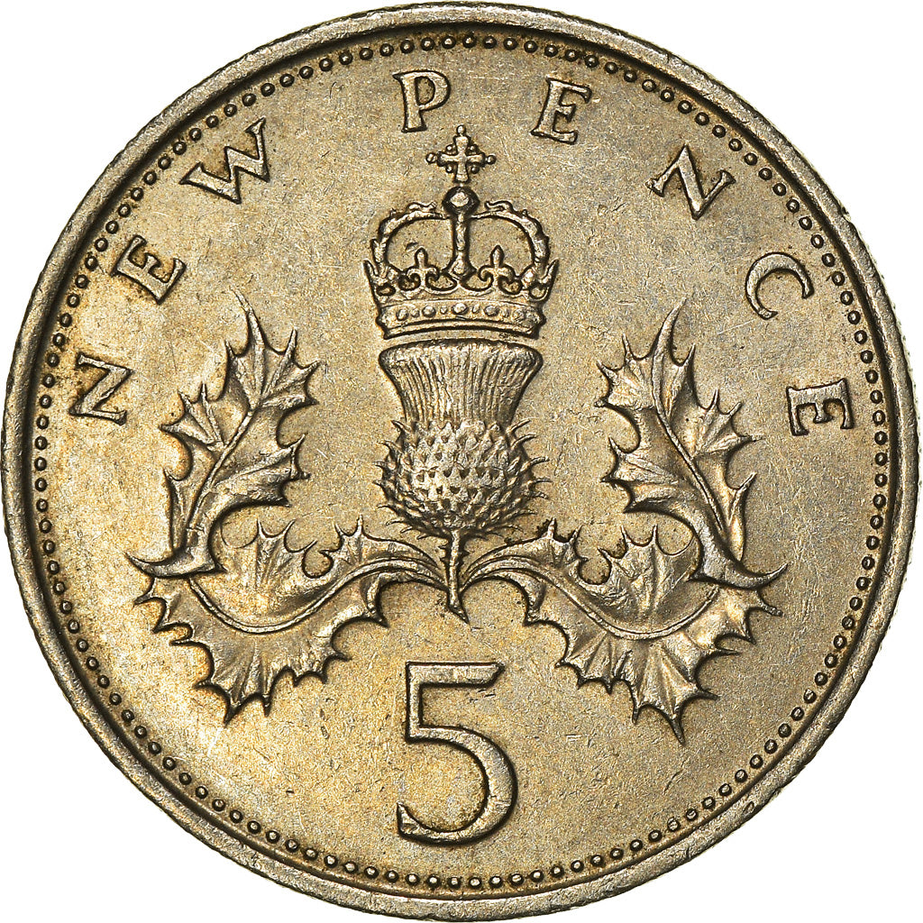 Coin, Great Britain, Elizabeth II, 5 New Pence, 1970, EF(40-45), Copper-nickel