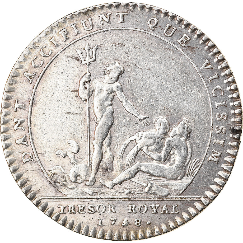 Francia, Token, Louis XV, Trésor Royal, History, 1758, Roettiers fils, BB