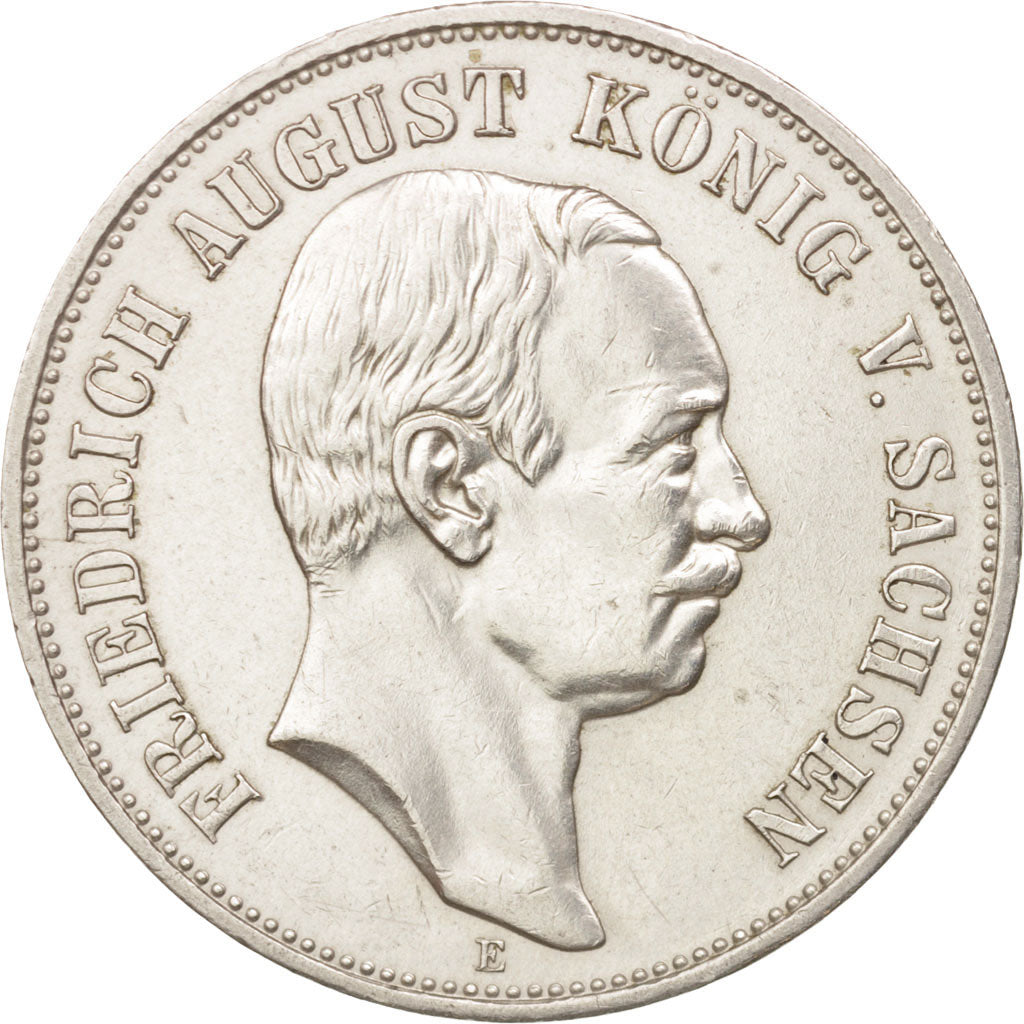 German States, SAXONY-ALBERTINE, Friedrich August III, 5 Mark, 1914 E, KM:1266