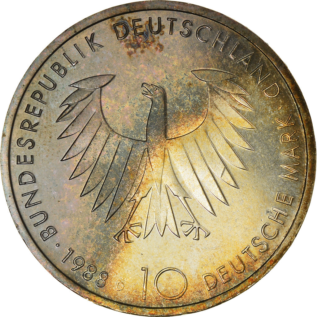 Coin, GERMANY - FEDERAL REPUBLIC, 10 Mark, 1988, Munich, Germany, AU(50-53)