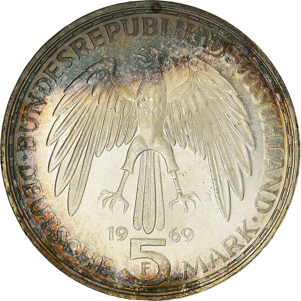 Coin, GERMANY - FEDERAL REPUBLIC, 5 Mark, 1969, Stuttgart, Germany, AU(55-58)