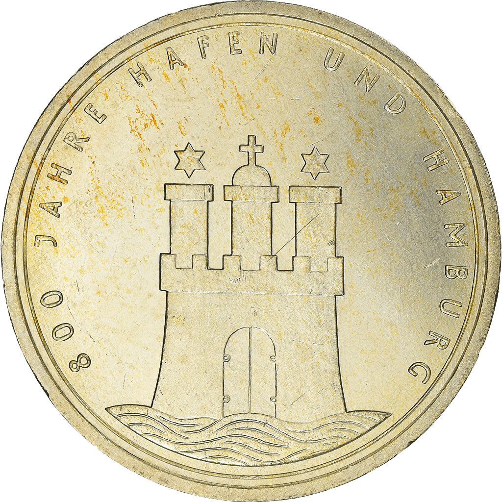 Munten, Federale Duitse Republiek, 10 Mark, 1989, Hamburg, Germany, PR, Zilver