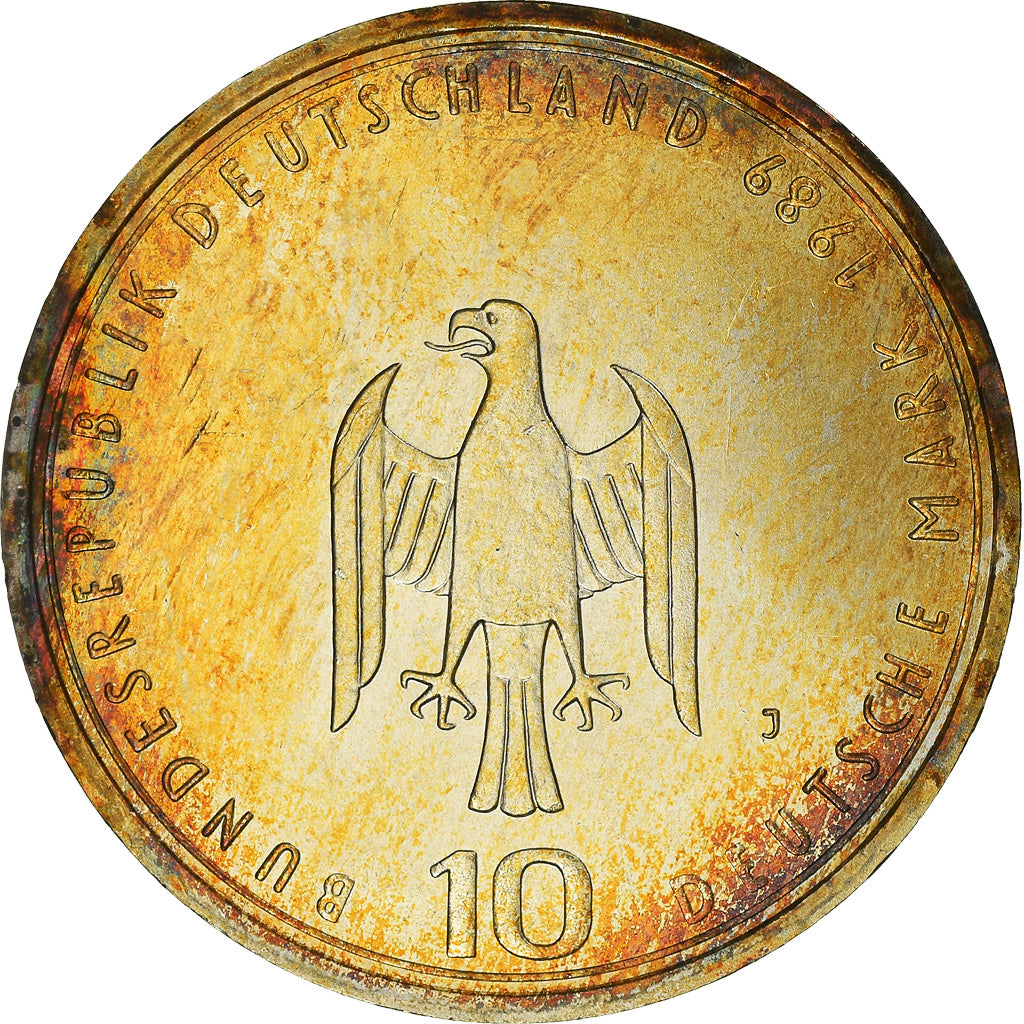 Munten, Federale Duitse Republiek, 10 Mark, 1989, Hamburg, Germany, PR, Zilver